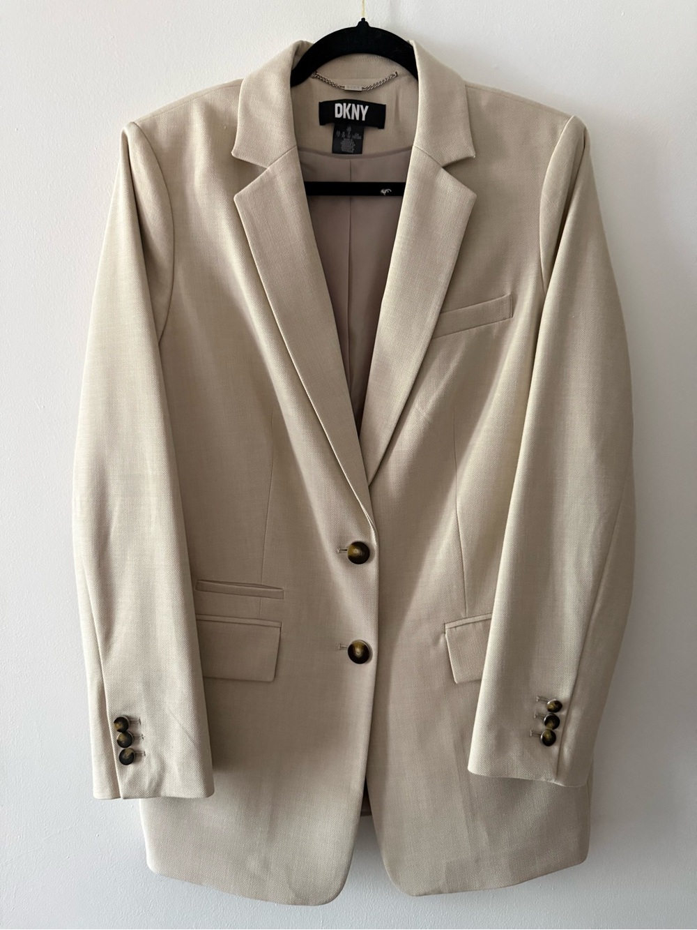 DKNY Beige Blazer Women’s Tailored Classic Office Work Jacket Minimalist Chic